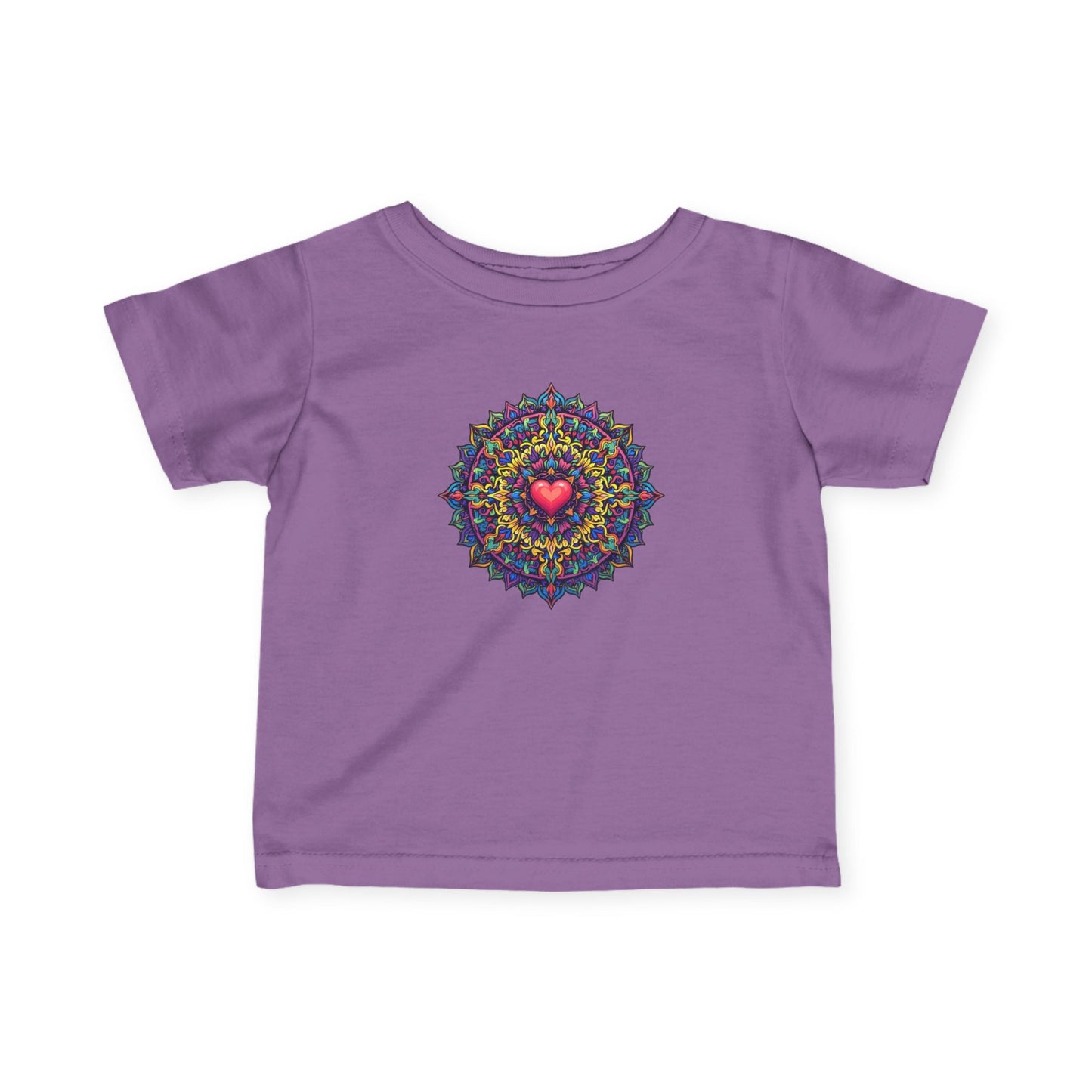 Family First: Colorful Heart Mandala Infant Tee – Symbol of Unconditional Love