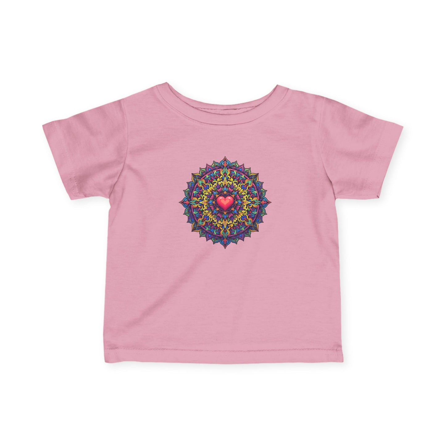 Family First: Colorful Heart Mandala Infant Tee – Symbol of Unconditional Love