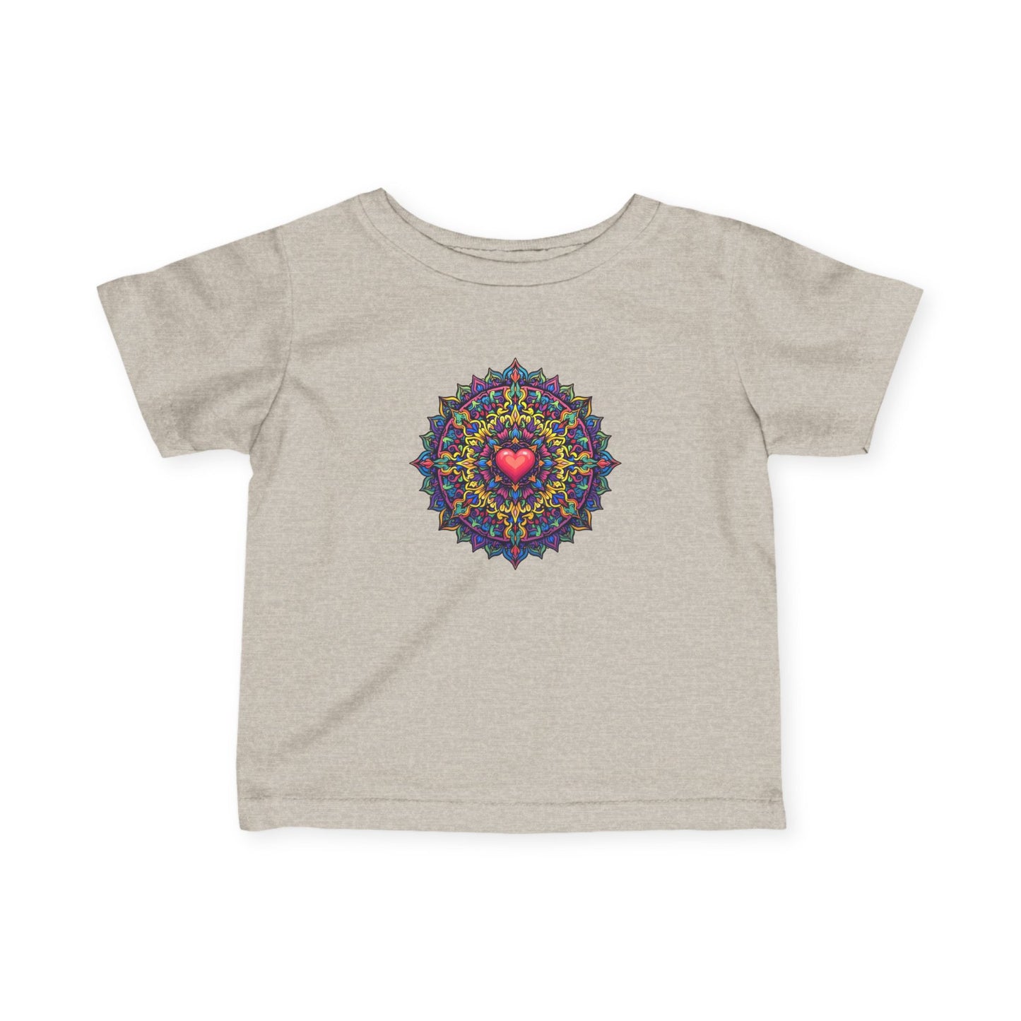 Family First: Colorful Heart Mandala Infant Tee – Symbol of Unconditional Love
