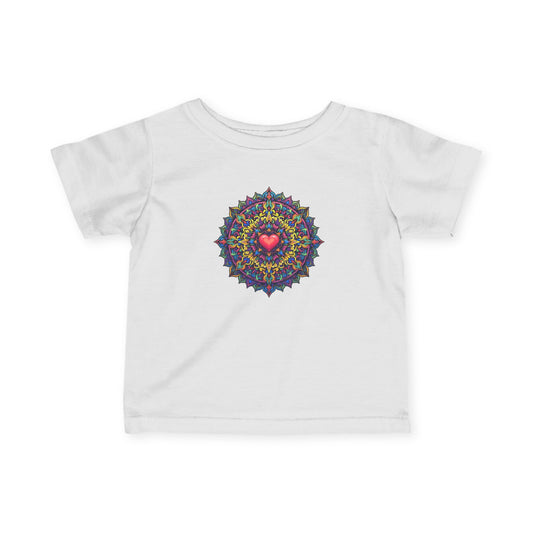 Family First: Colorful Heart Mandala Infant Tee – Symbol of Unconditional Love