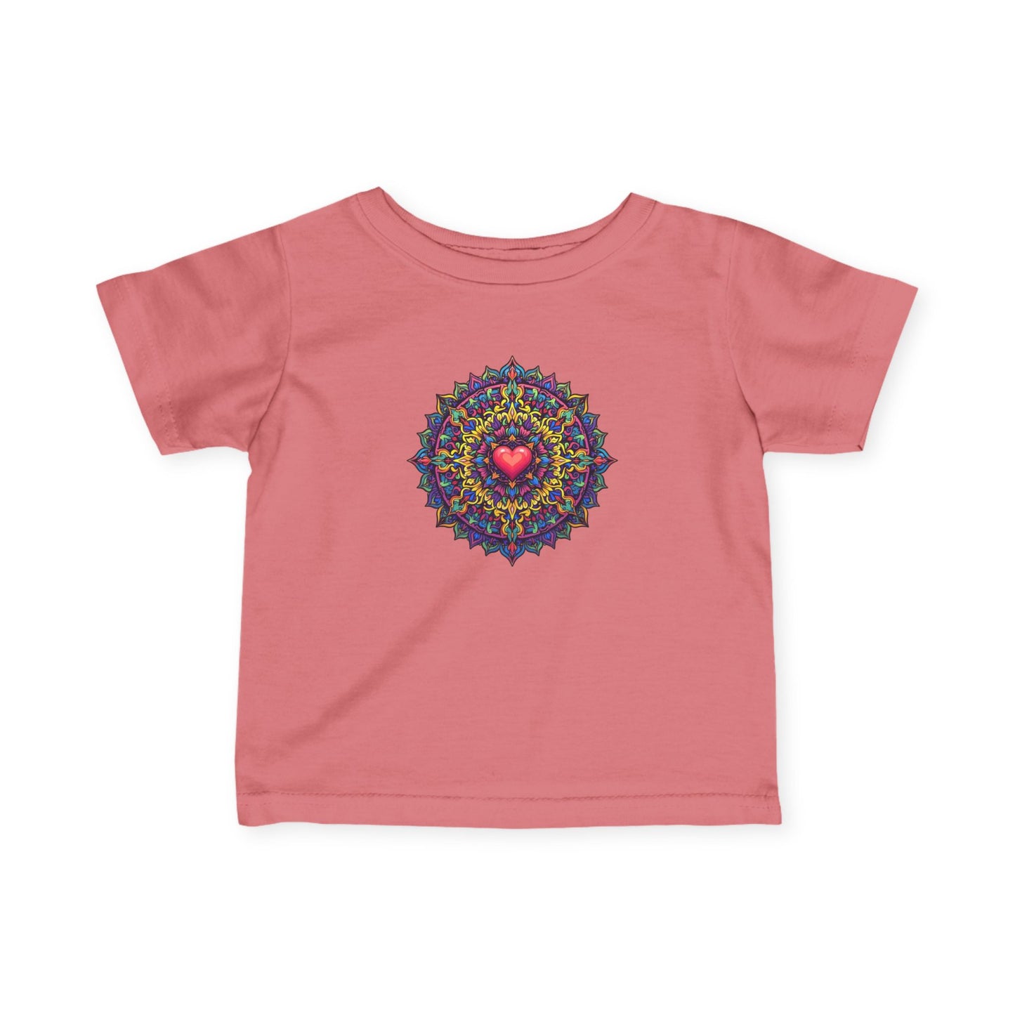 Family First: Colorful Heart Mandala Infant Tee – Symbol of Unconditional Love