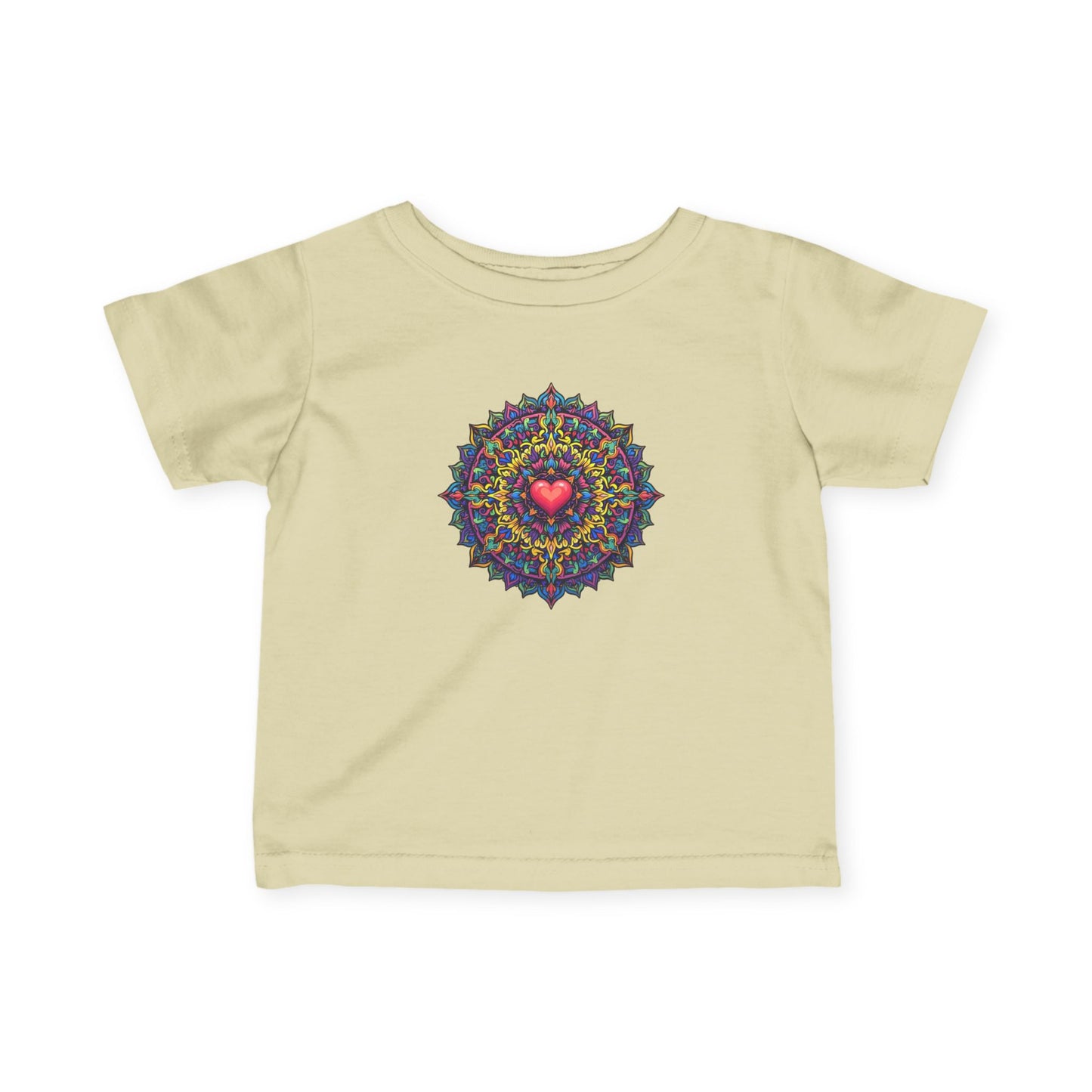 Family First: Colorful Heart Mandala Infant Tee – Symbol of Unconditional Love