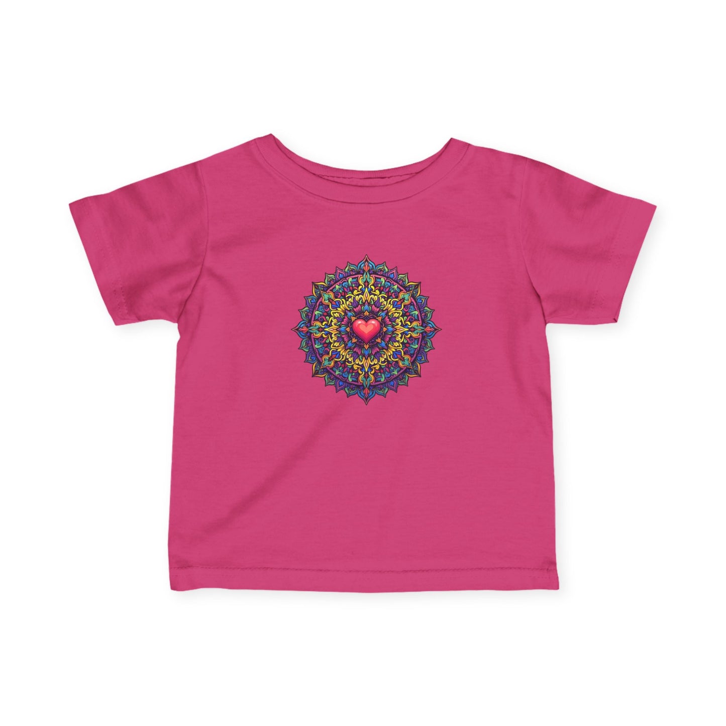 Family First: Colorful Heart Mandala Infant Tee – Symbol of Unconditional Love