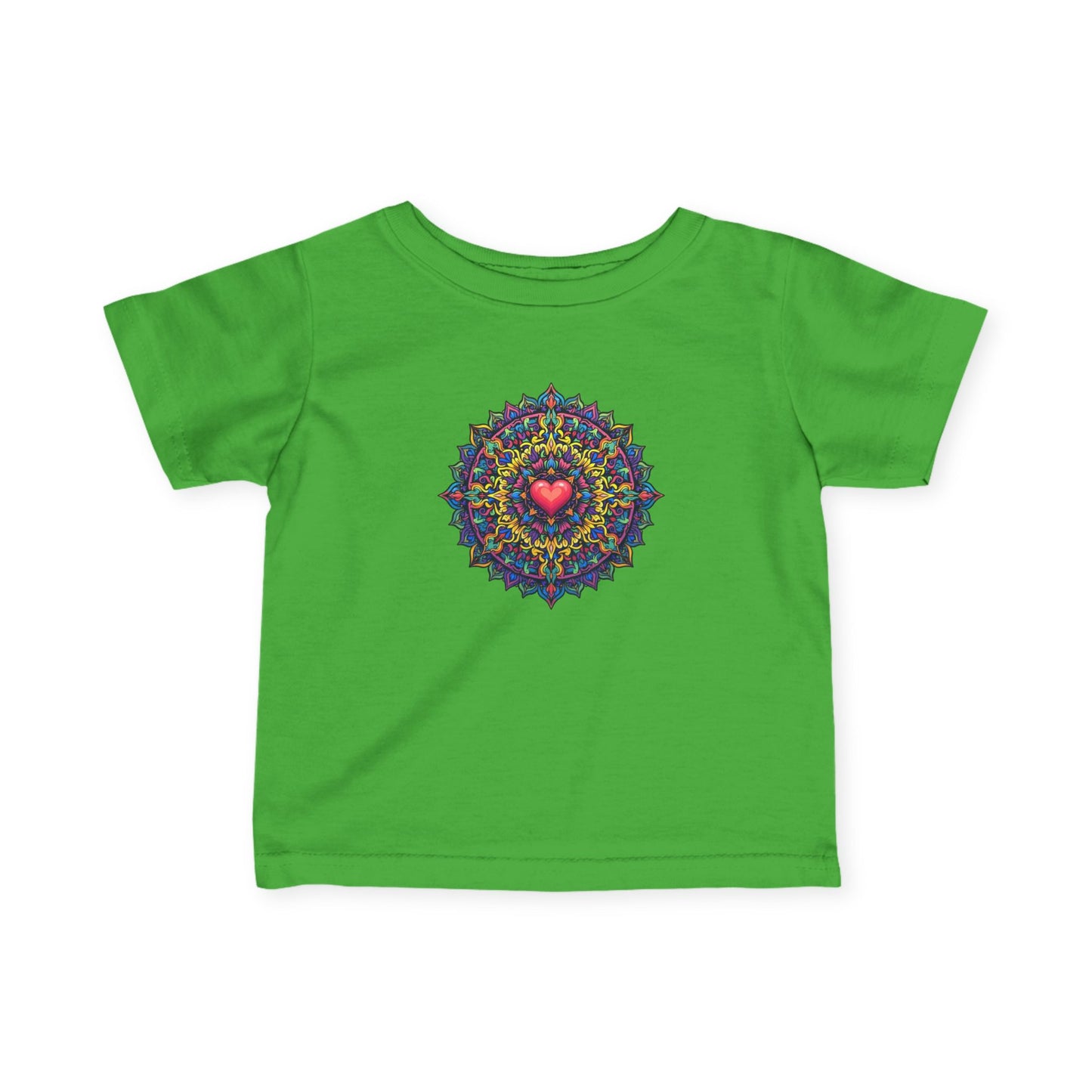 Family First: Colorful Heart Mandala Infant Tee – Symbol of Unconditional Love