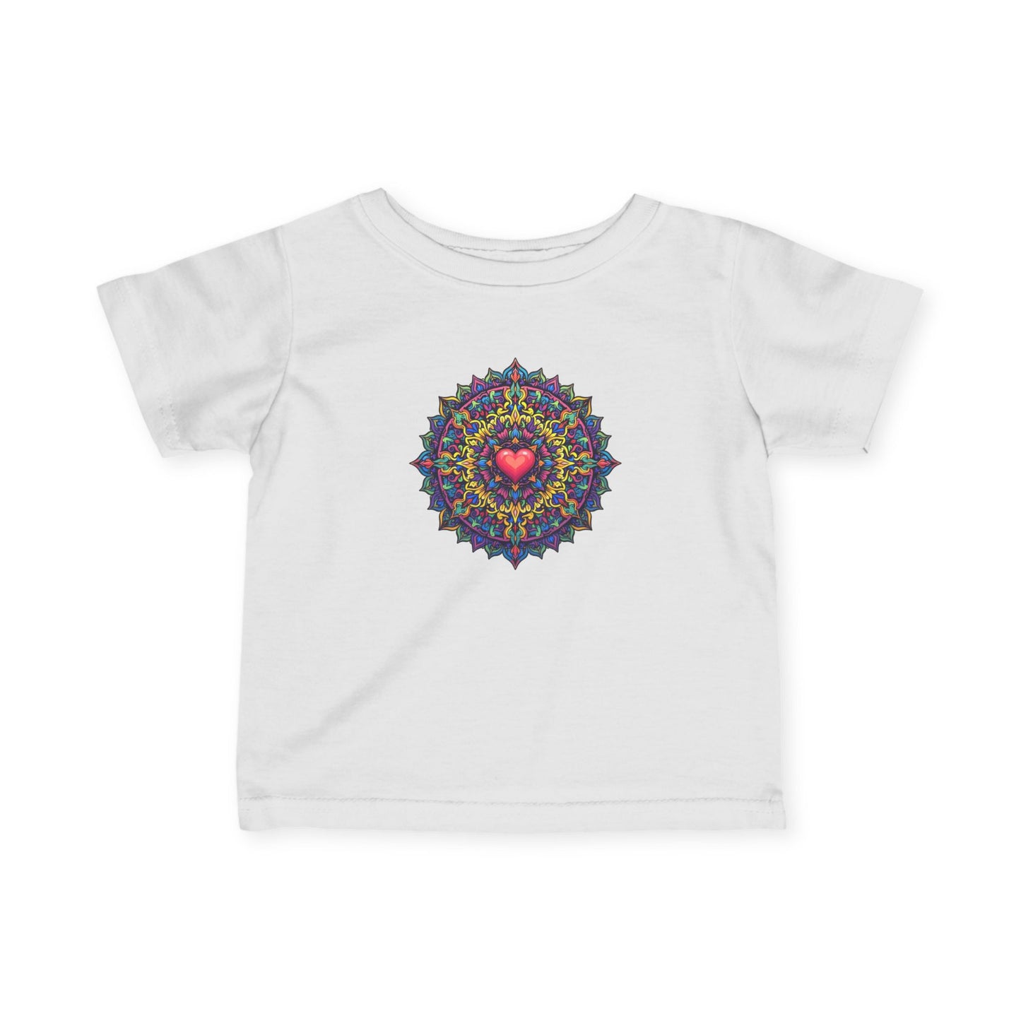 Family First: Colorful Heart Mandala Infant Tee – Symbol of Unconditional Love