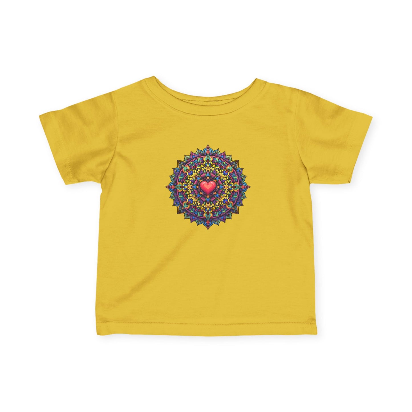 Family First: Colorful Heart Mandala Infant Tee – Symbol of Unconditional Love