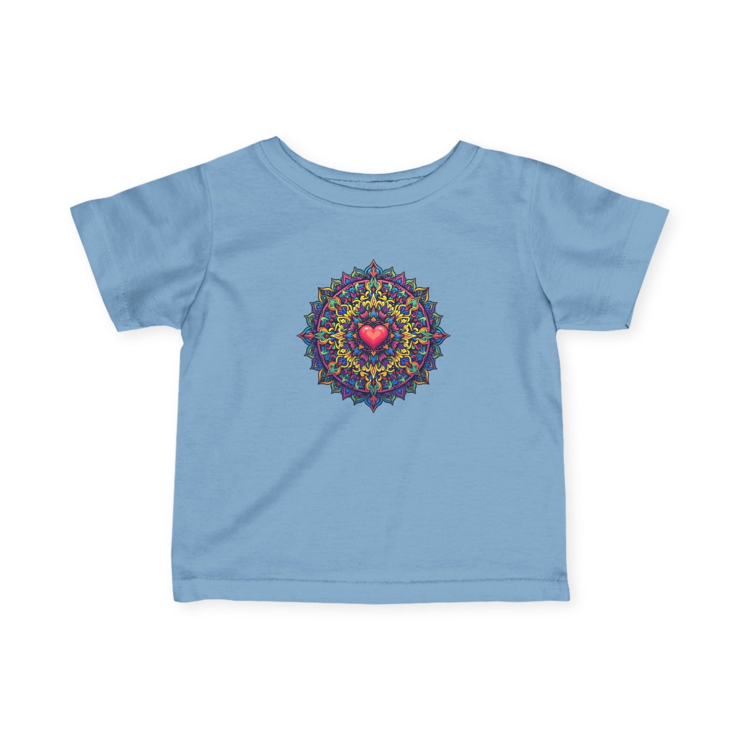 Family First: Colorful Heart Mandala Infant Tee – Symbol of Unconditional Love